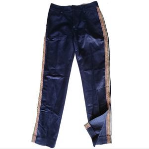 PT01 PANTALONI TORINO Navy Rainbow Side-Stripe Ankle Slit Pencil Pants Size 00